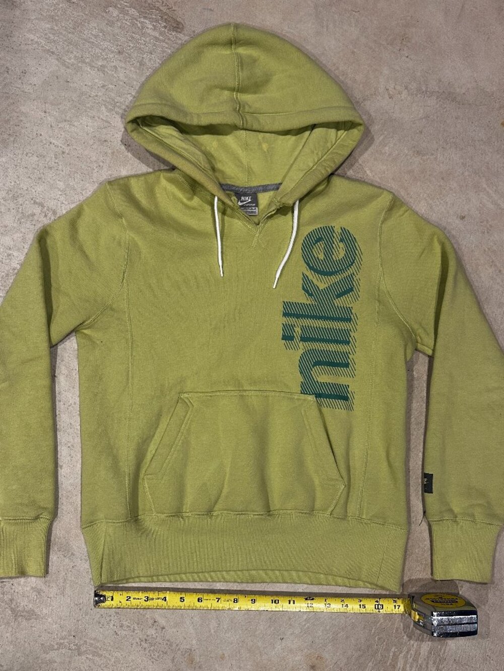 Nike Sportswear 2000s Olive Green Vertical Spellout Logo Hoodie